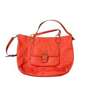 Coach Hot Orange Leather Logo Tote